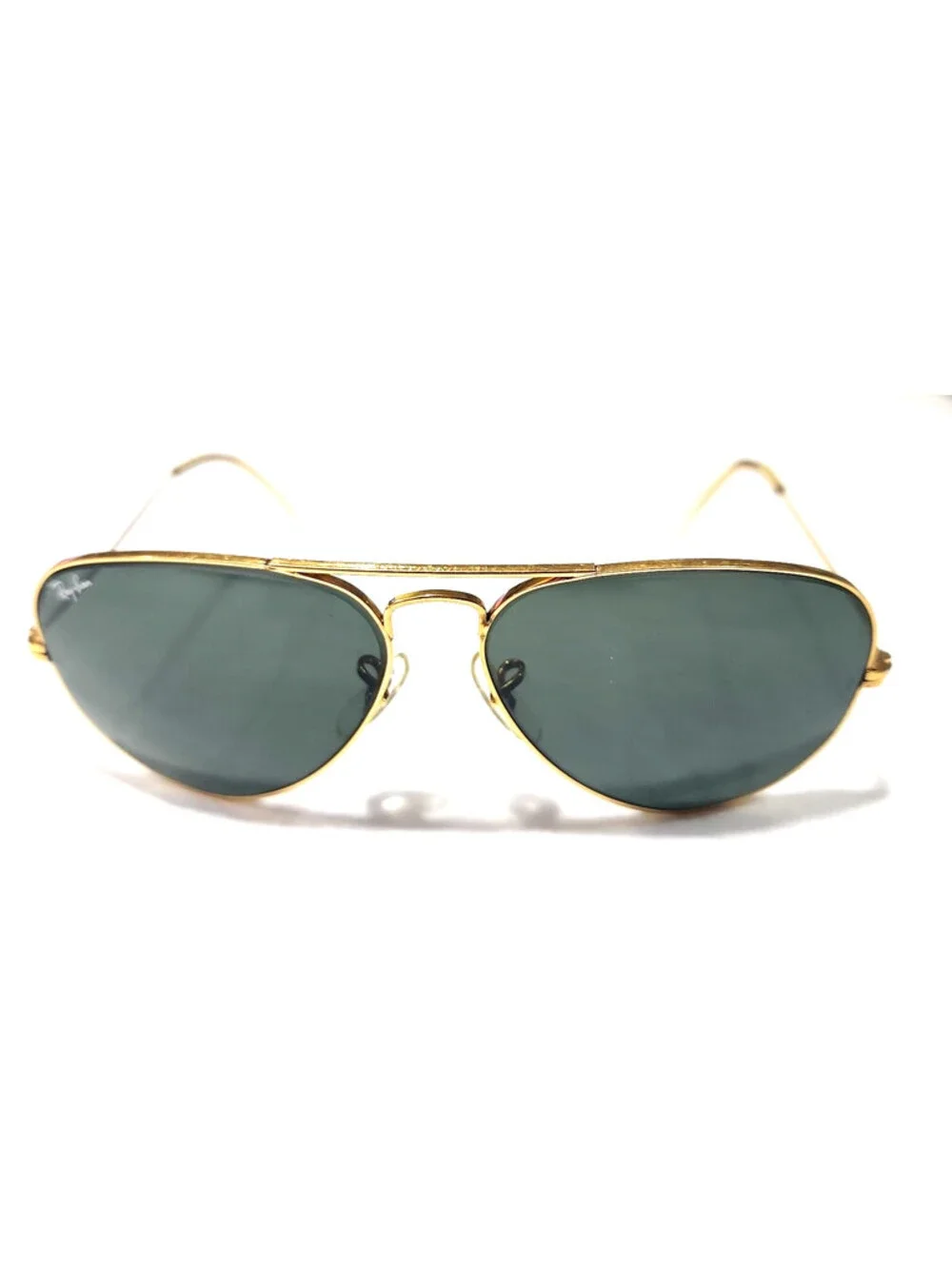Ray Ban B&L Vintage Gold Metal Green Aviator Sunglasses 58-14 USA Exc Lenses